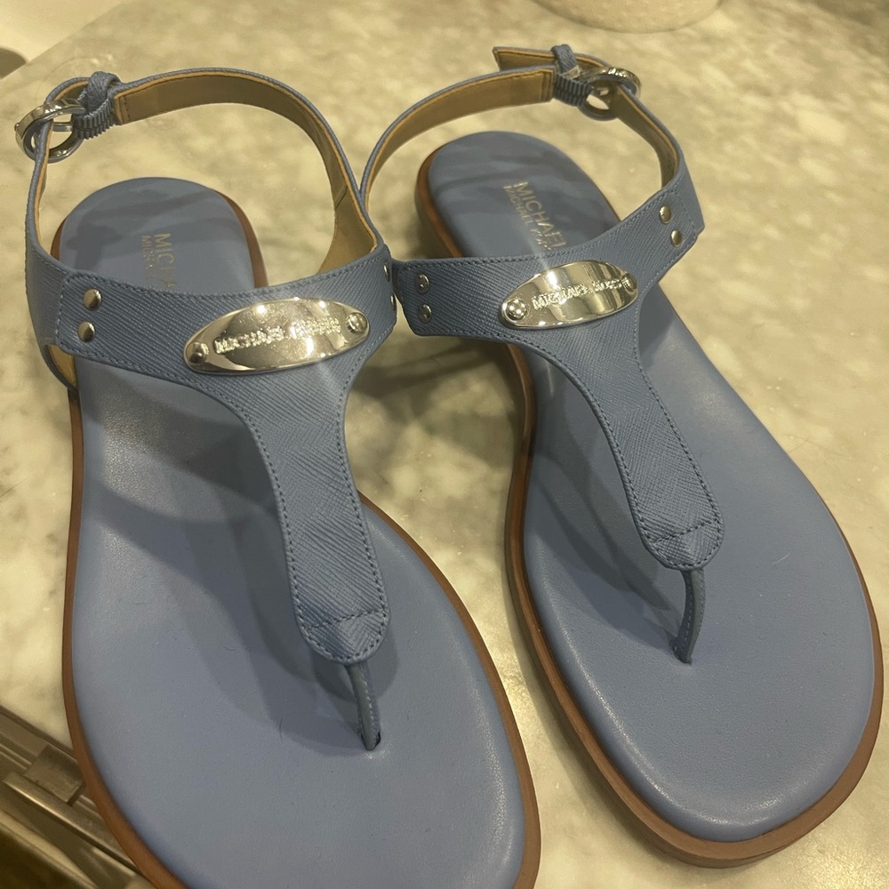 Michael Kors Blue Thong Sandals with Ankle Strap